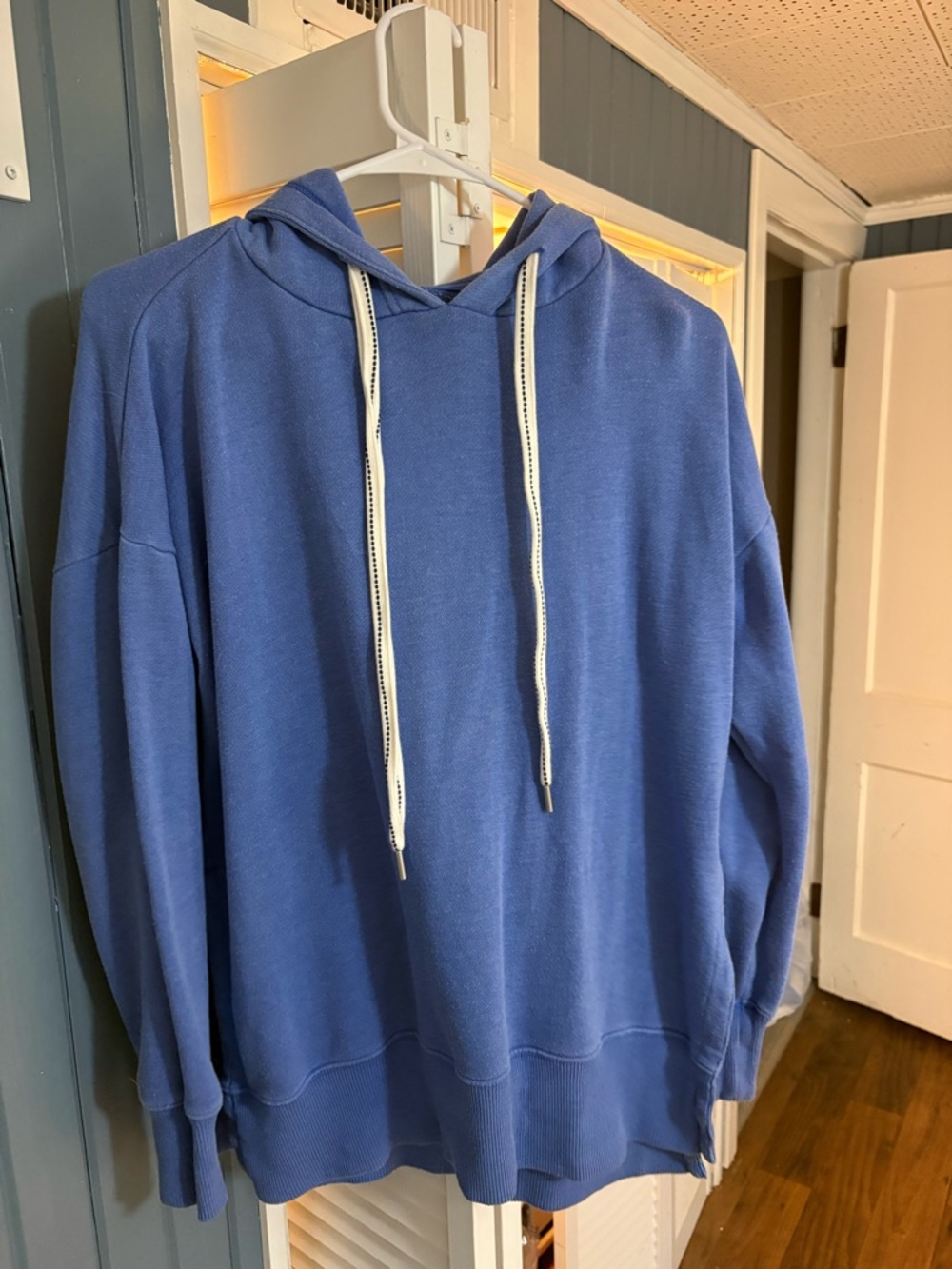 aerie Blue Pullover Hoodie with White Drawcords